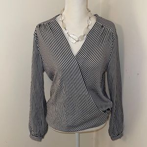 Long sleeve black and white striped blouse